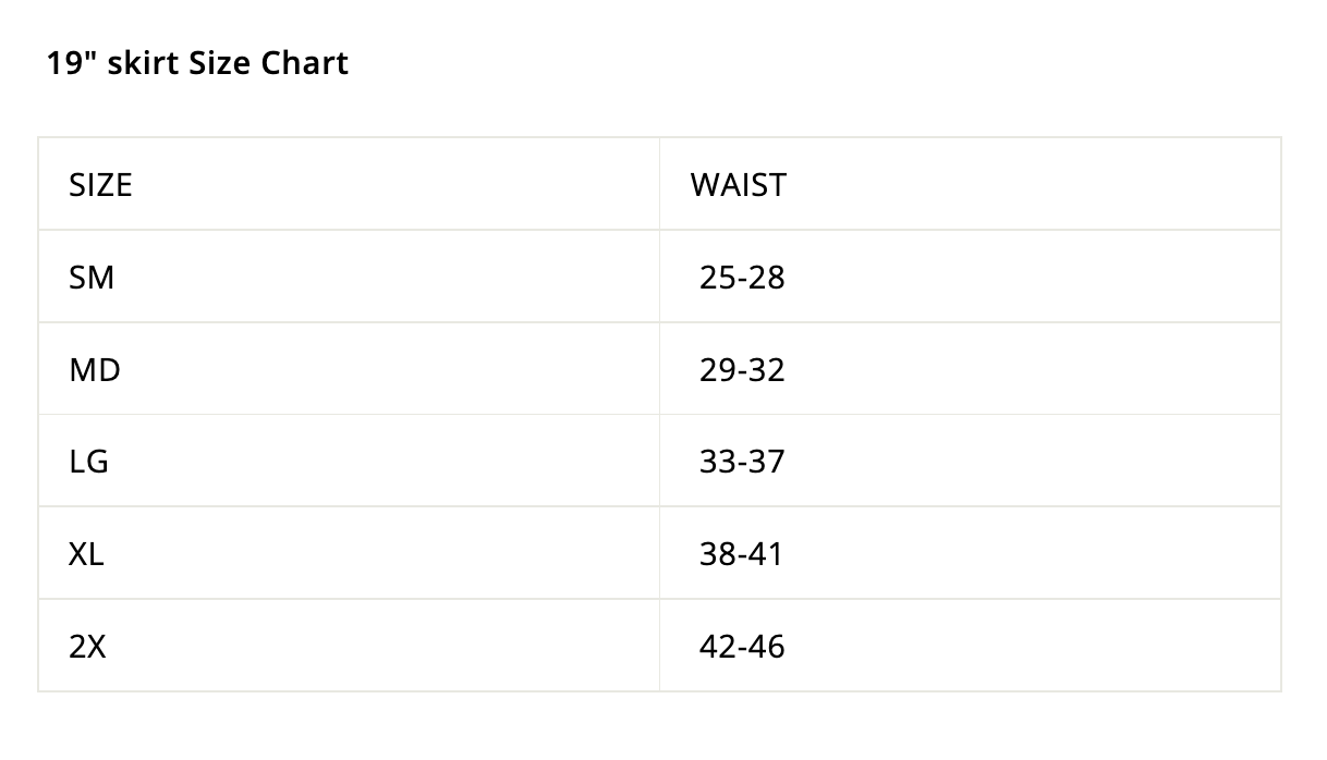 Sizing chart