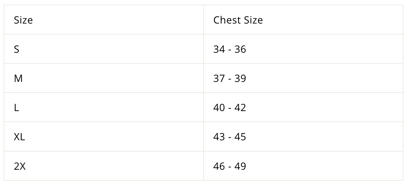 Sizing chart