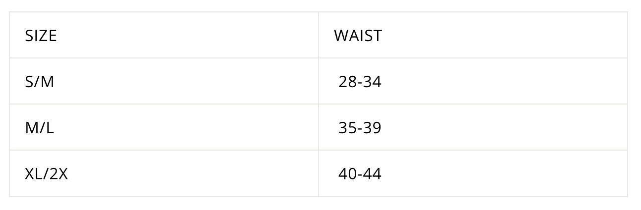 Sizing chart