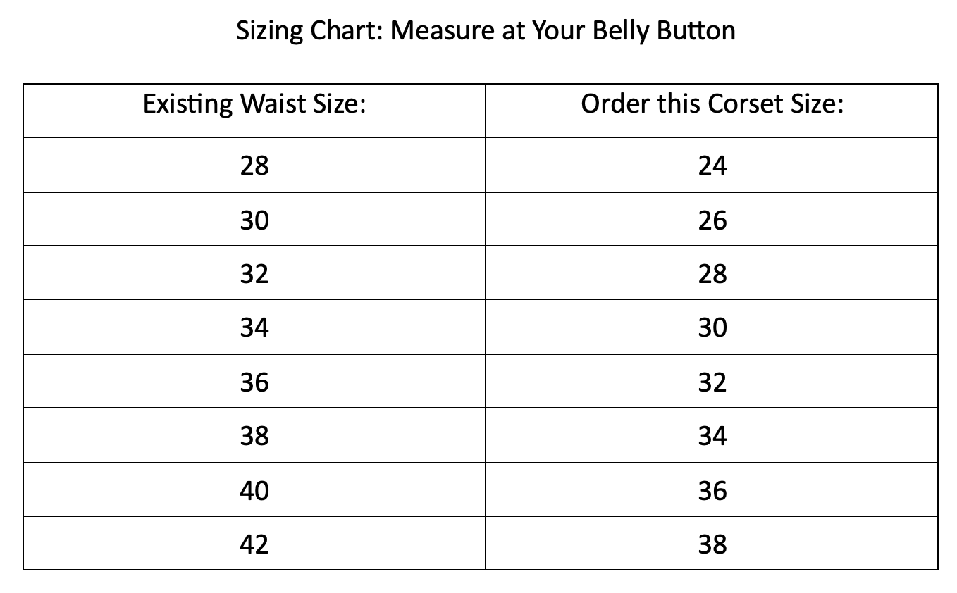 Sizing chart