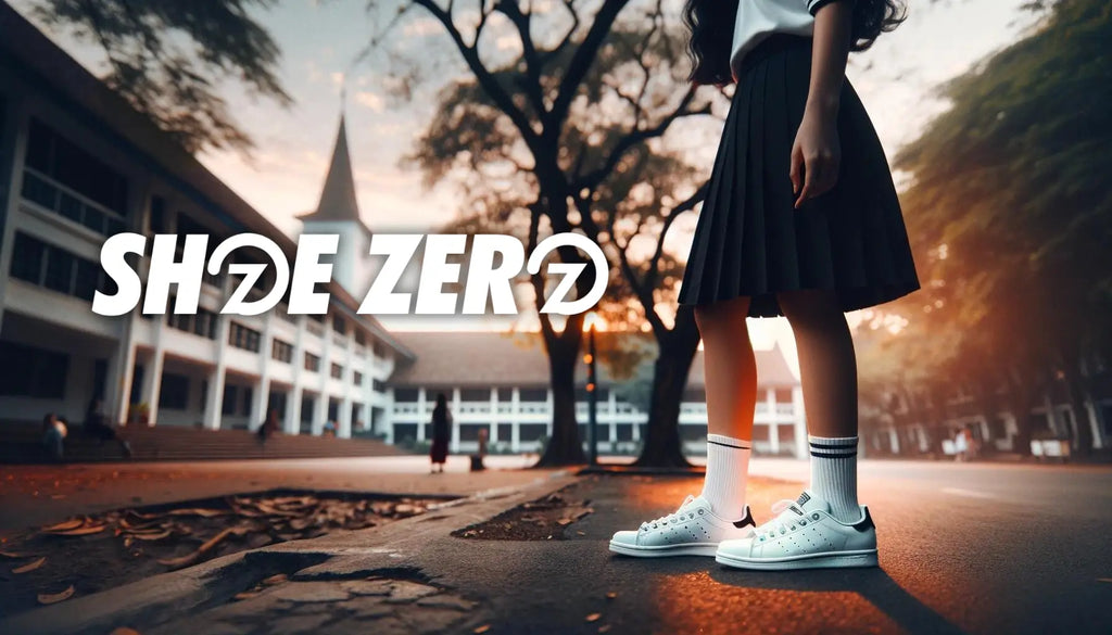 A student wearing Shoe Zero customized shoe