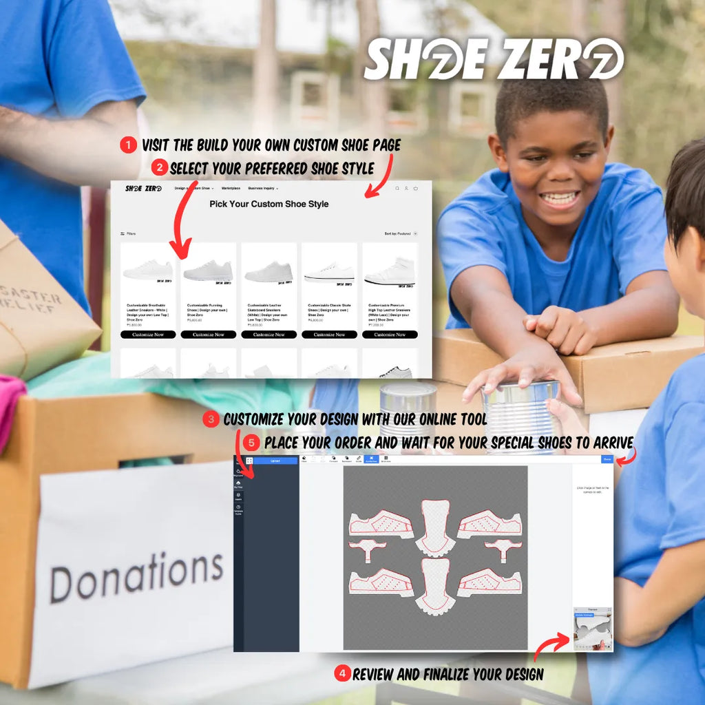 Step by step guide on how to customize shoes for charity