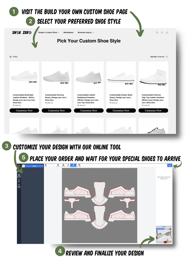 Step By Step guid on how to customize shoes online