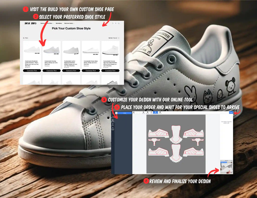 Straightforward process for customizing your shoes using Shoe Zero