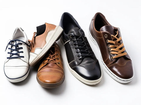 Assortment of sneaker shoes, heel shoes and leather shoes