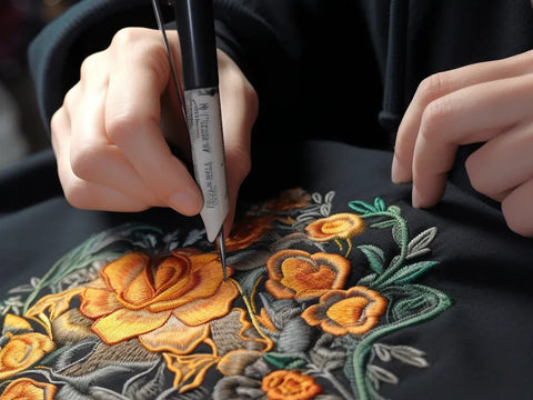 embroidering a hoodie