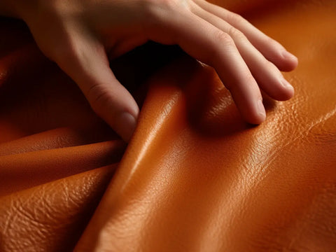 leather material being handled