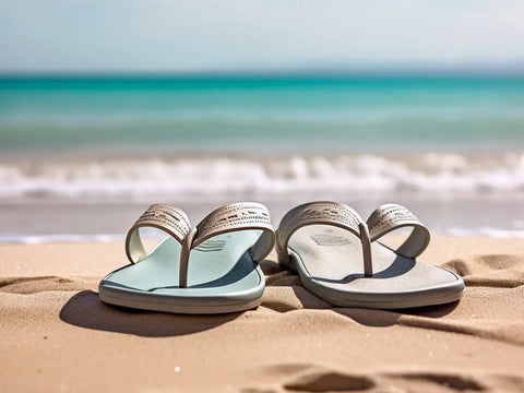 pair of flip-flops on the beach