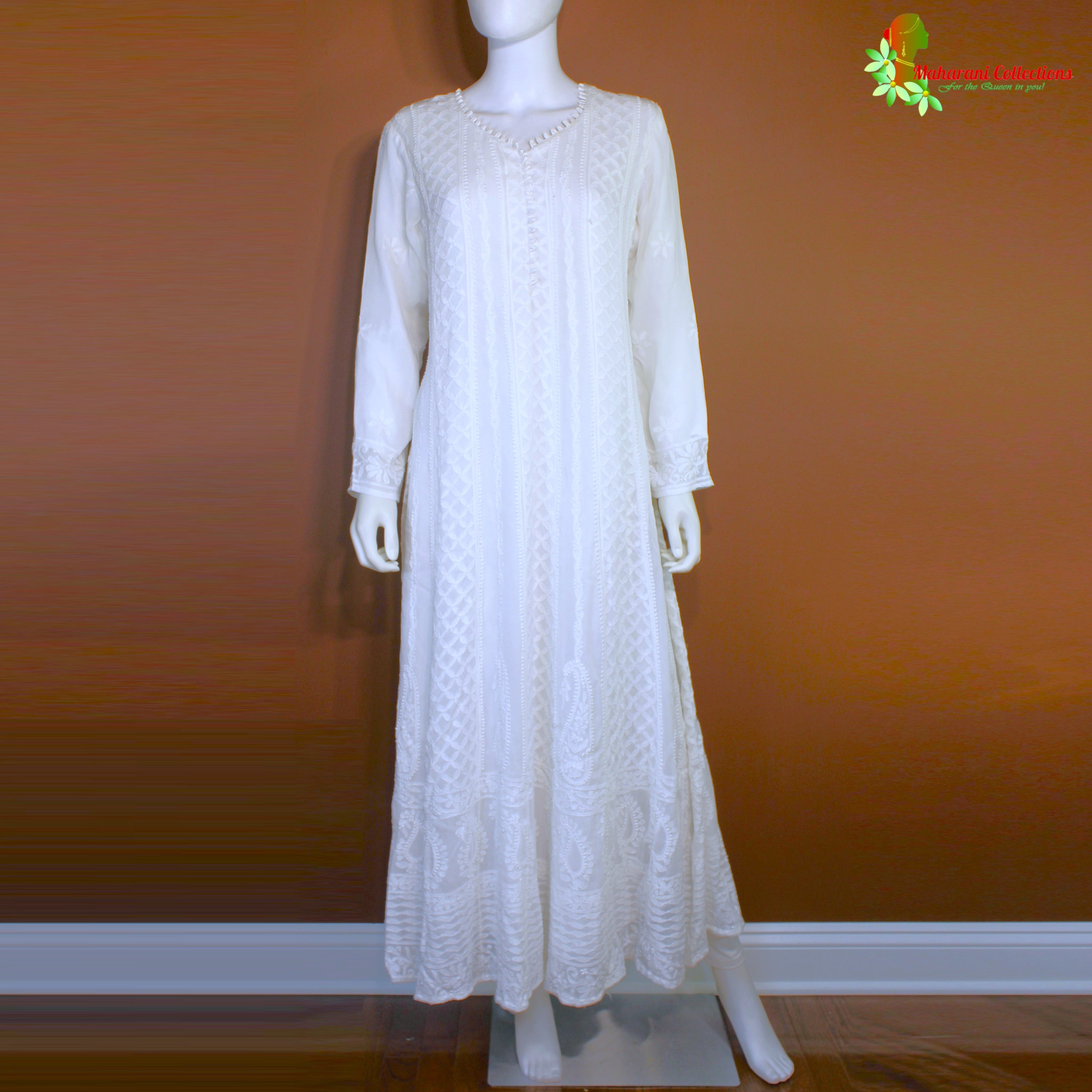 Buy Off White Suit With Chikan Embroidery And Lace Embroidered Palazzo  Online - Kalki Fashion