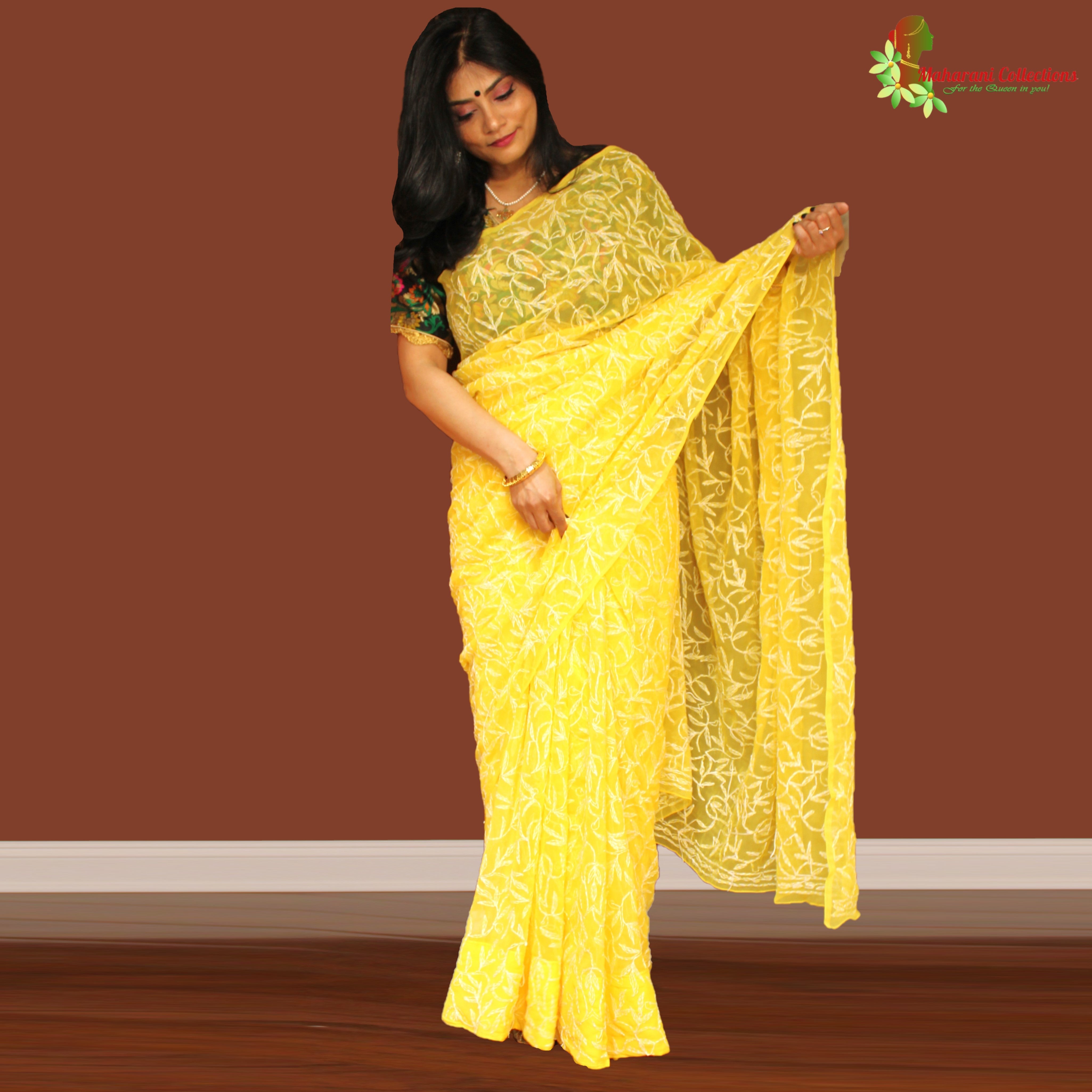 Pastel green Full-Sequin designs Georgette Designer Saree