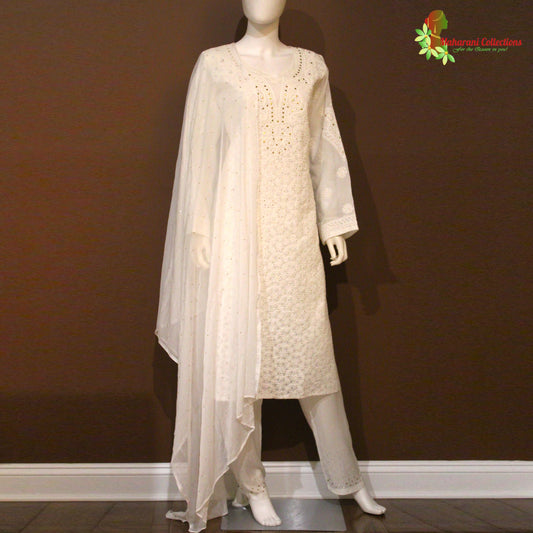 Cotton Lakhnavi Work Pant Style Suit In Yellow Colour - SM5640045