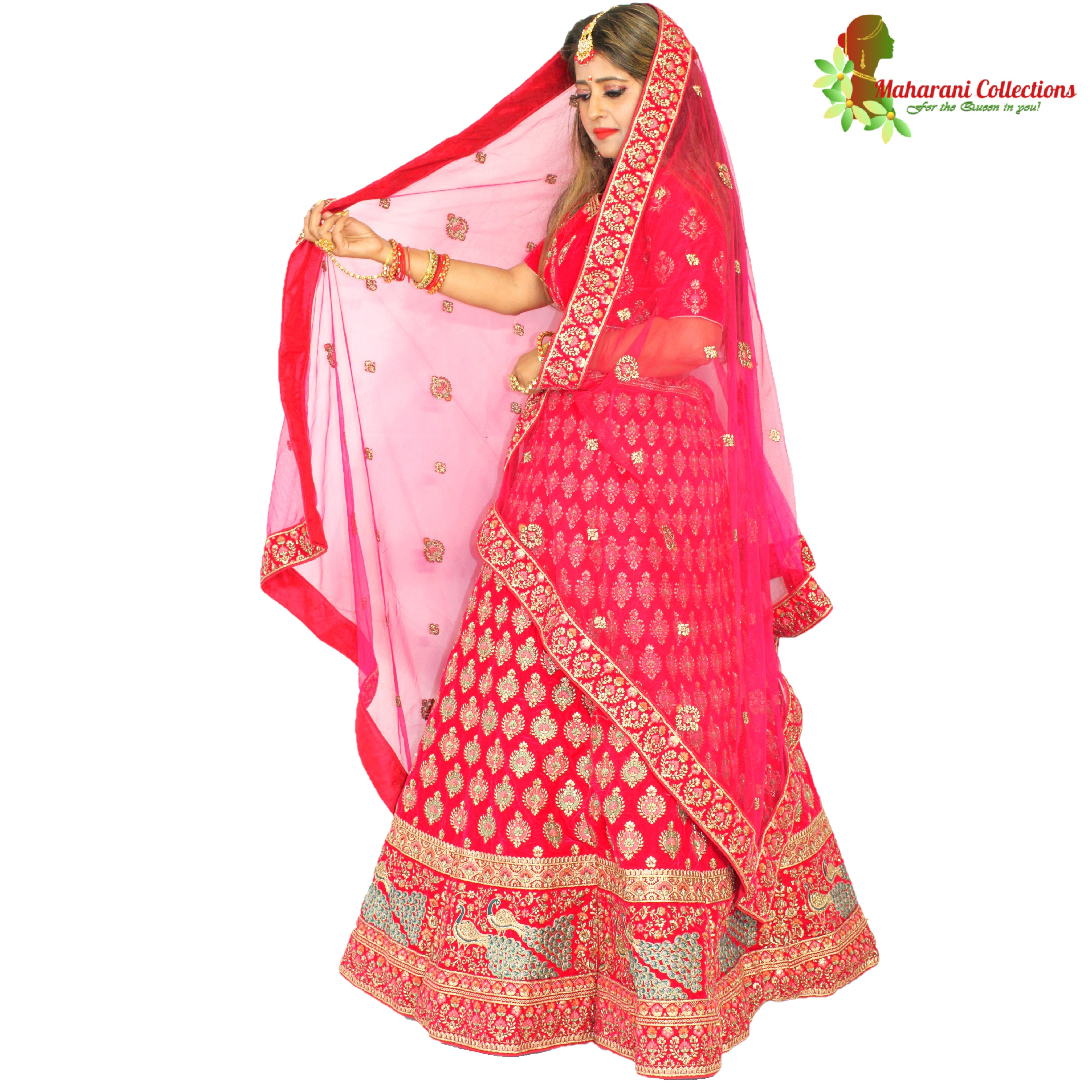 Buy Red Silk Chanderi Embroidery Gota Paan Maharani Bridal Lehenga Set For  Women by SHIKHAR SHARMA Online at Aza Fashions.