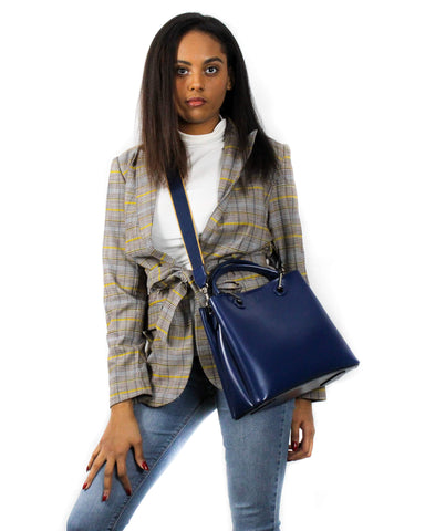 Pamo Royal Blue JANE Tote Handbag with Leather Strap
