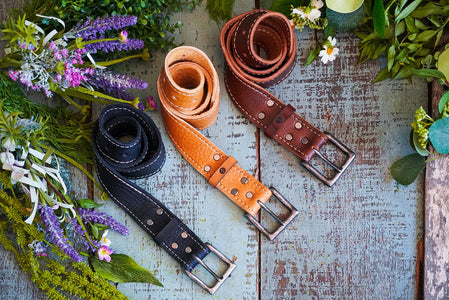 Handmade Leather Belt Medium 30-35 Tan