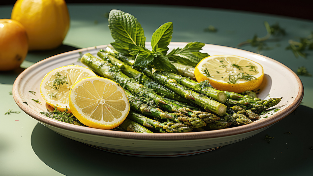 Gegrilde groene asperges met citroenboter