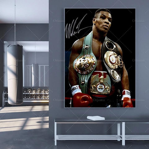 Tableau boxe Mike Tyson champion unifié WBA, WBC, IBF