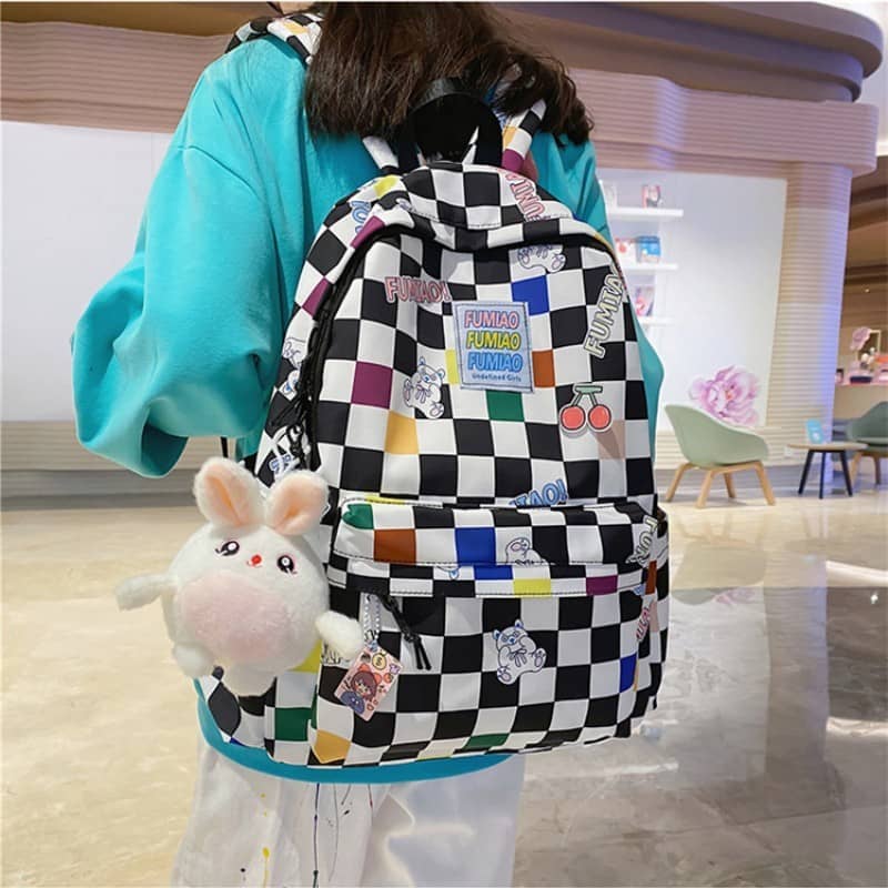 Nibimi Checkerboard Flower Backpack NM2146 – nibimi