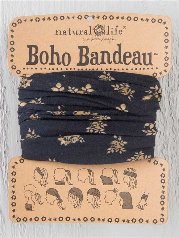 Headband - Boho Bandeau Full - Black, Cream, Floral