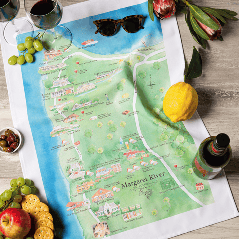 Margaret River wine region tea towel