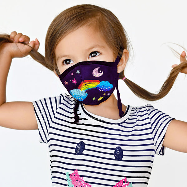 kids kid little big girl girls adjustable face mask rainbow nights purple