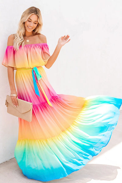 Amara’s Enchanted Forest AEF shopaef womens rainbow ombre maxi dress