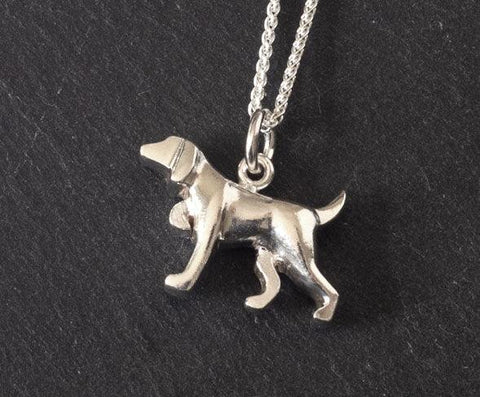 Weimaraner silver pendant necklace closeup