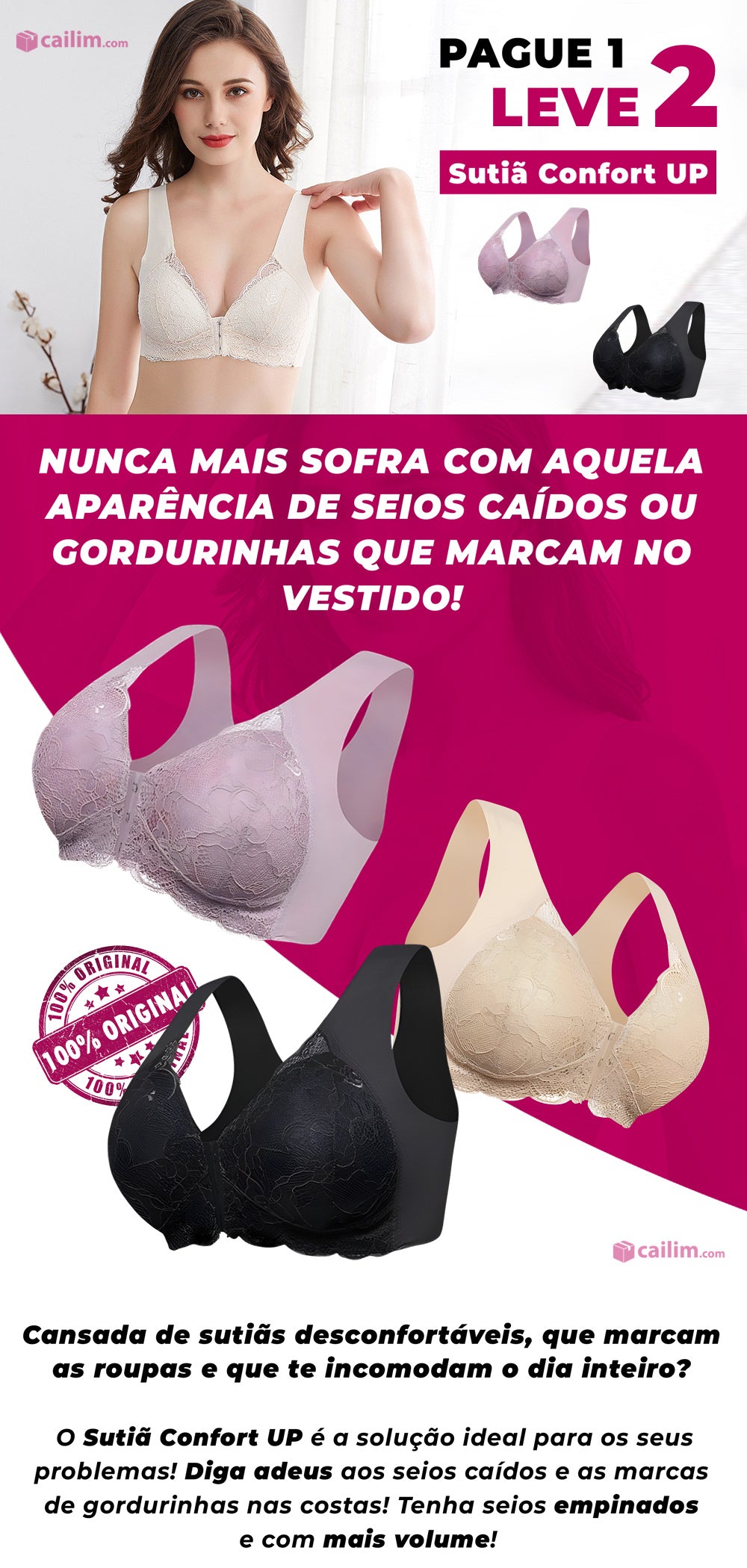 Sutiã Confort UP Renda (Compre 1 Leve 2)