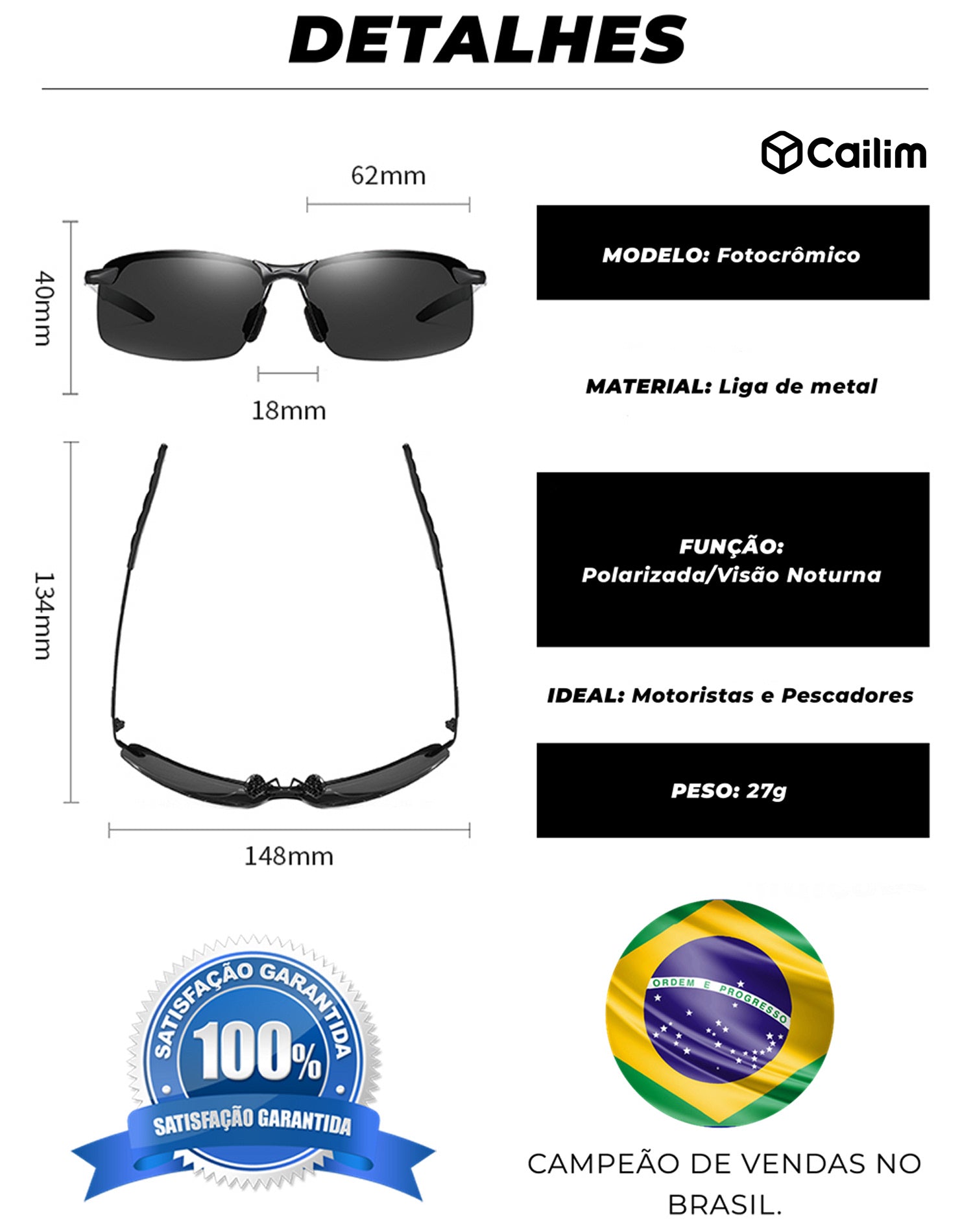 Óculos Militar Fotocrômico Polarizado Elimina Reflexos UltraVision- Motoristas e Pescadores
