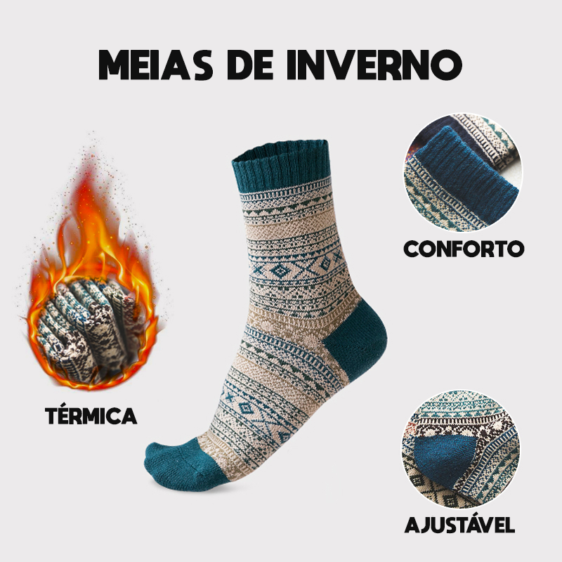 Meias de Inverno Coloridas de Lã de Ovelha Para Frio - 5 Pares