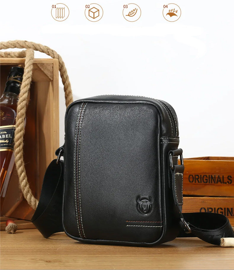 Bolsa Mensageira em Couro Genuíno para Homens - Estilo Casual Transversal