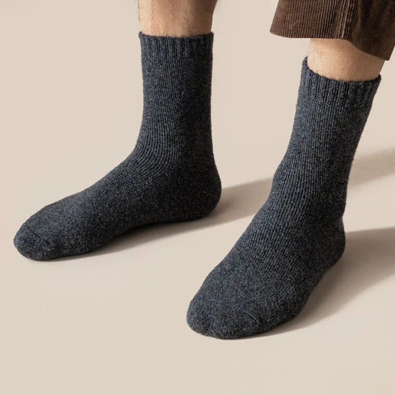 6 Pares Meias Grossas de Lã de Ovelha para Frio - Meias de de Inverno