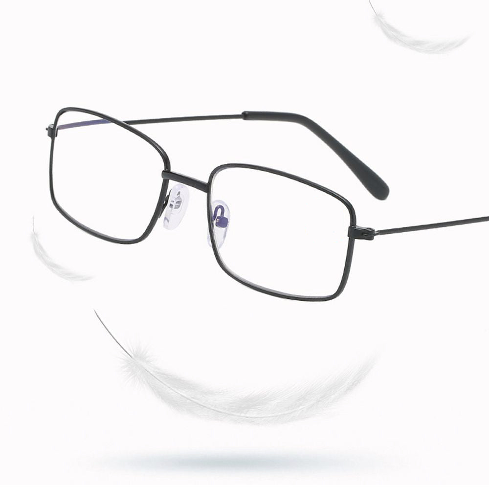 Óculos Quadrado de Grau Unissex com proteção de Luz Azul - Armação de Metal Titânio