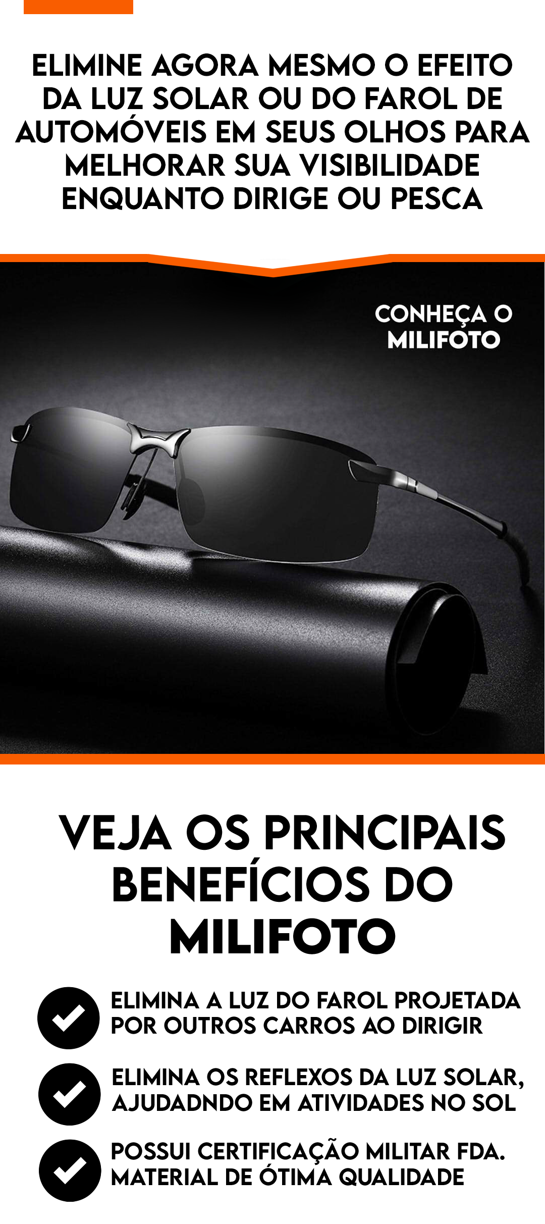 Óculos militar fotocrômico americano- Pescador e Motorista (elimina reflexos)