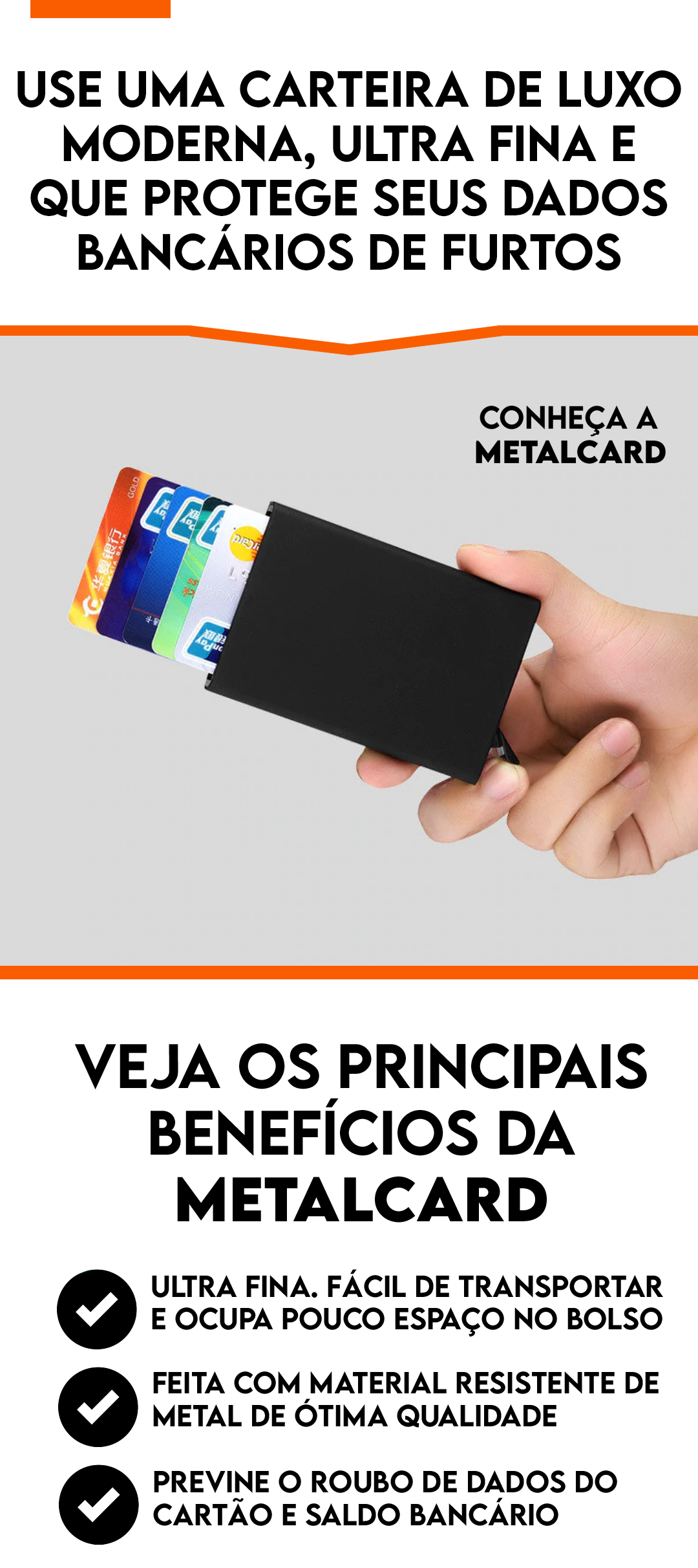 Carteira Slim de Metal para cartão com bloqueio RFID: Anti-Furto