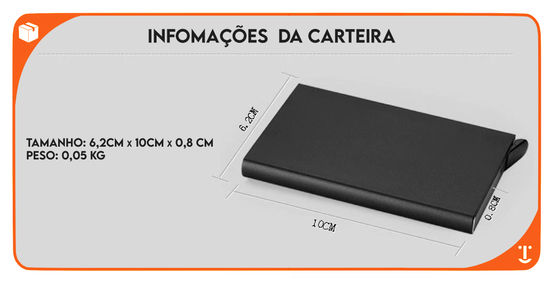 Carteira Slim de Metal para cartão com bloqueio RFID: Anti-Furto