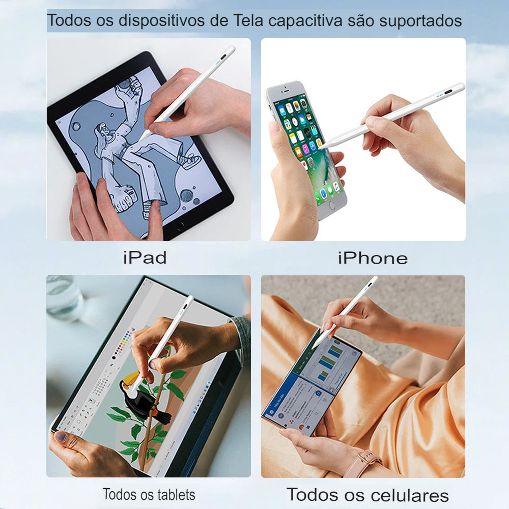 Caneta Stylus Universal para Tablet e Smartphone - Compatível com iPad, Apple Pencil, Huawei, Lenovo, Samsung, Xiaomi