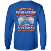 Apparel Long Sleeve T-Shirt / Royal / M A veteran doesn't have that problem  back print