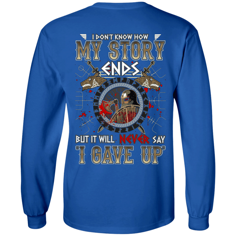Apparel Long Sleeve T-Shirt / Royal / M I don't know how my story ends back print