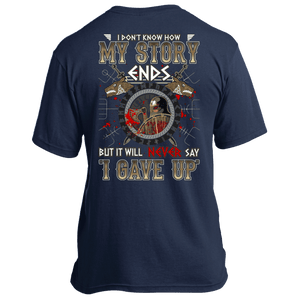 Apparel Made in the USA T-Shirt / Navy / S I don't know how my story ends back print