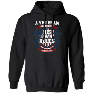 Apparel Pullover Hoodie / Black / M Veterans live by their own rules- front print