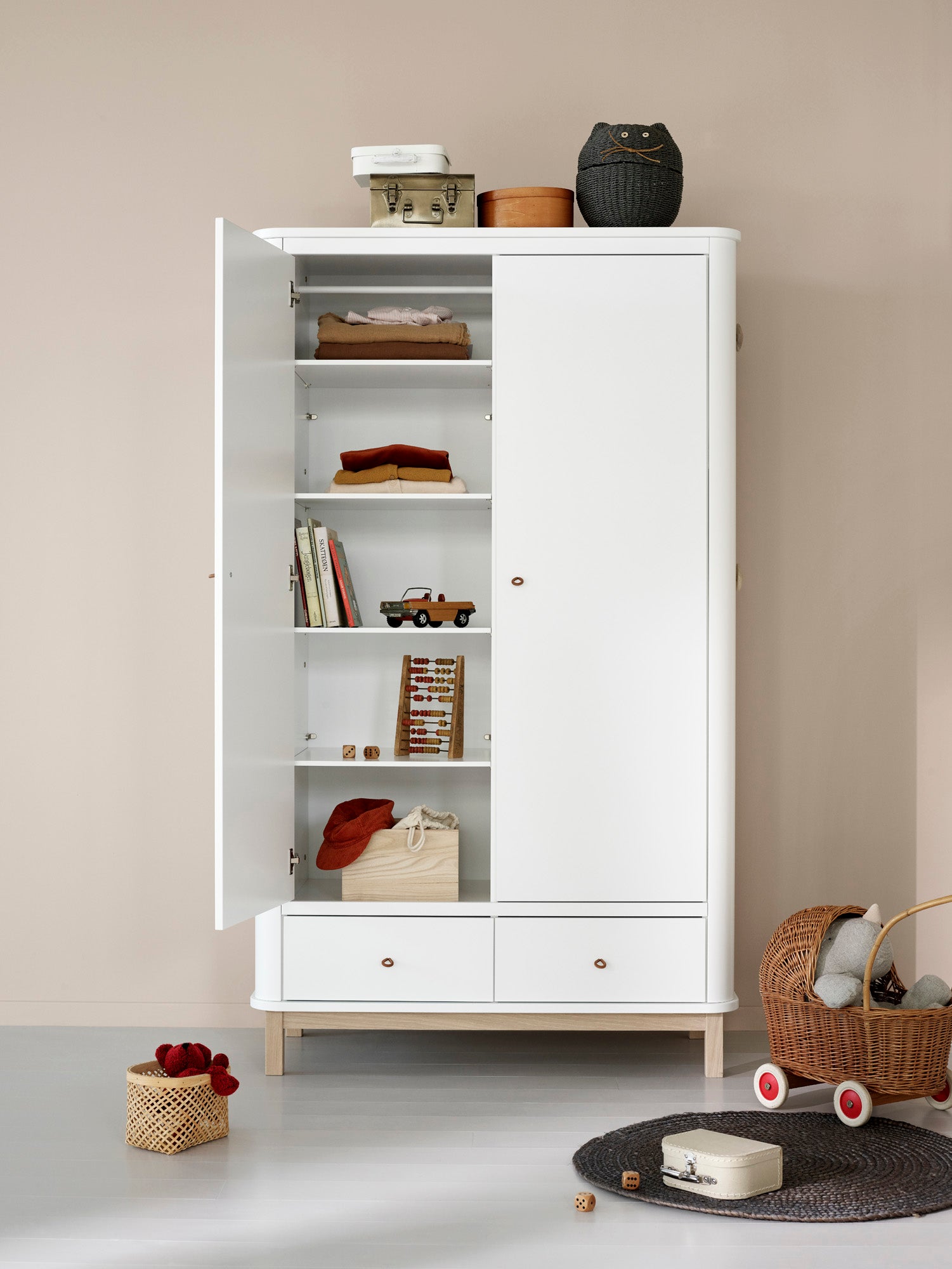 Wood multi cupboard 3 doors, white – Oliver Furniture Com