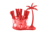 0111 Dining/Cutlery Set with Coconut Tree Design stand(24pcs) - DeoDap
