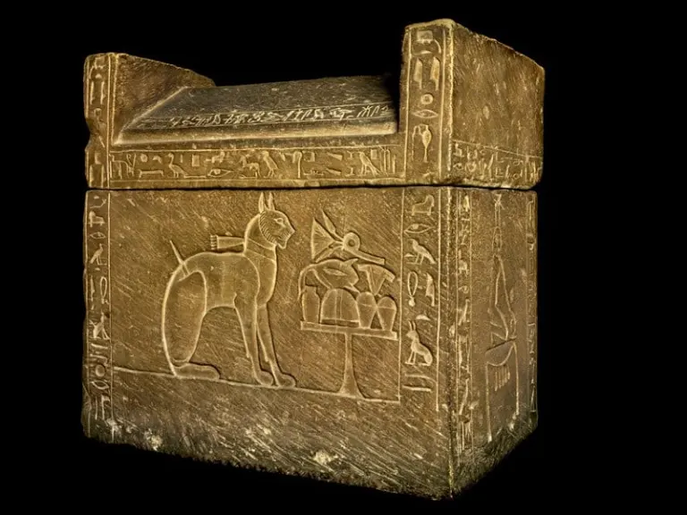 The sarcophagus of the ancient cat Ta-Miu