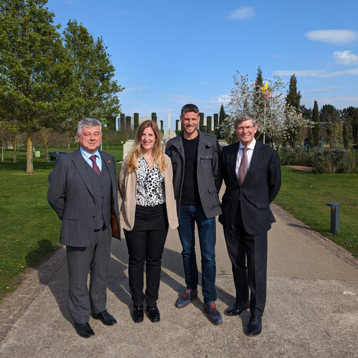 Ian Dudson, Lord-Lieutenant of Staffordshire and James Leavesley, Vice Lord-Lieutenant of Staffordshire, with Simon and Eve Davies at the National Memorial Arboretum. 