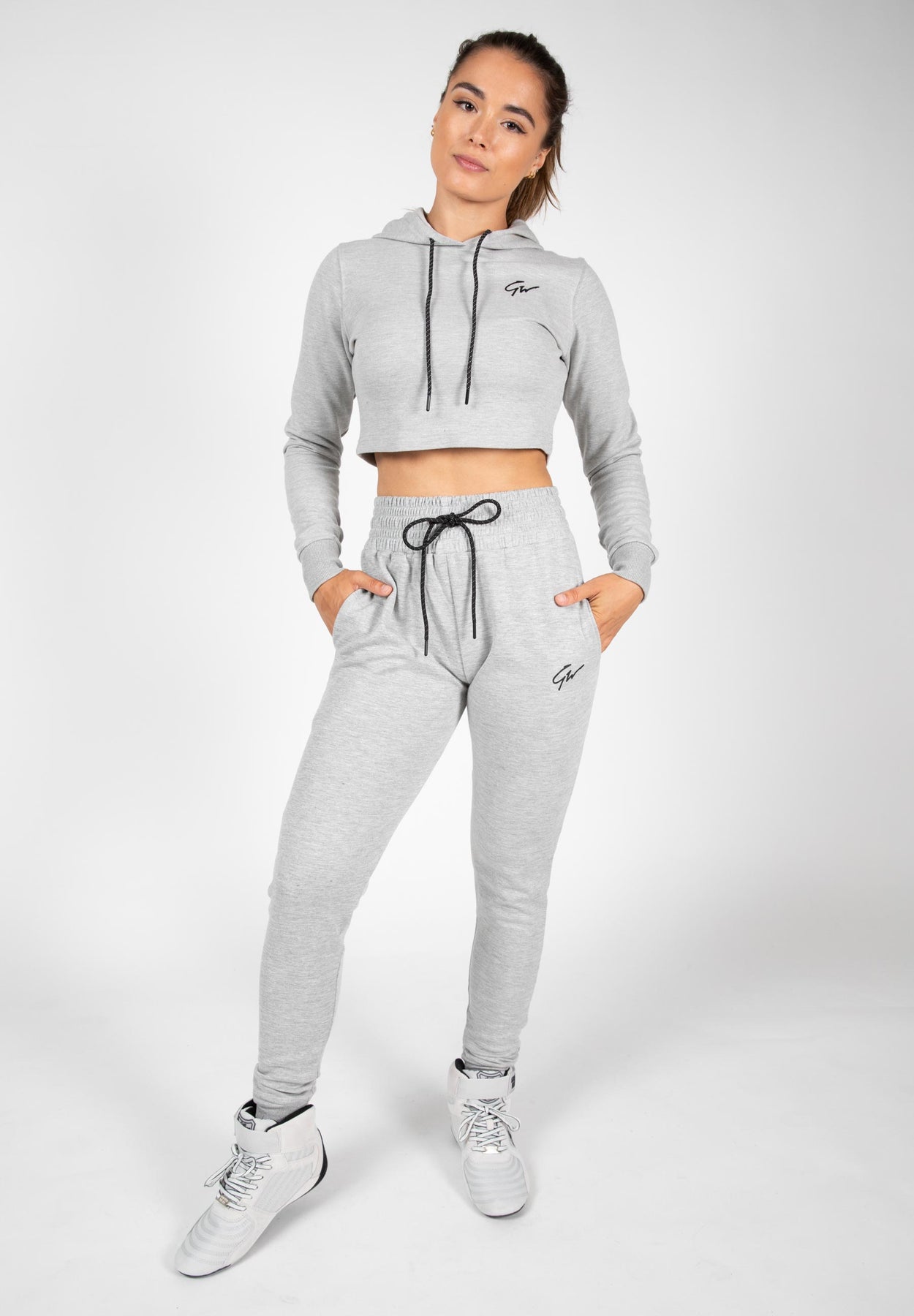 Pixley Crop Top Hoodie - Gray – GorillawearJapan