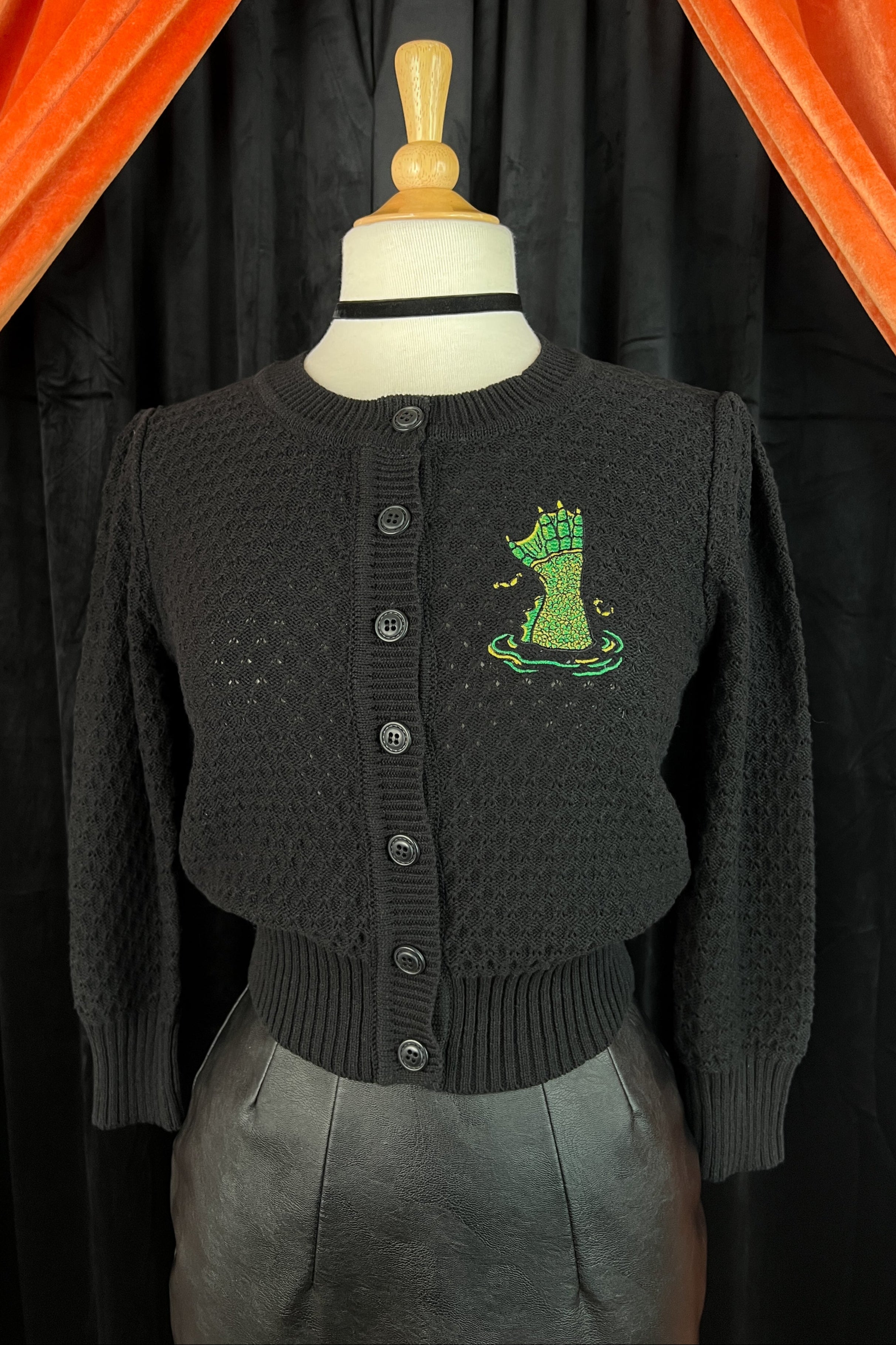Beware of the Lagoon Cropped Cardigan in Black
