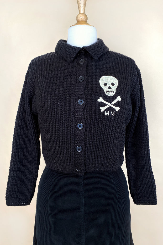MM Skull Knit Cropped Sweater in Black
