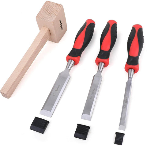 Hi-Spec 4 Piece Mallet & Wood Chisel Set -  Essential Wood Carving Tools