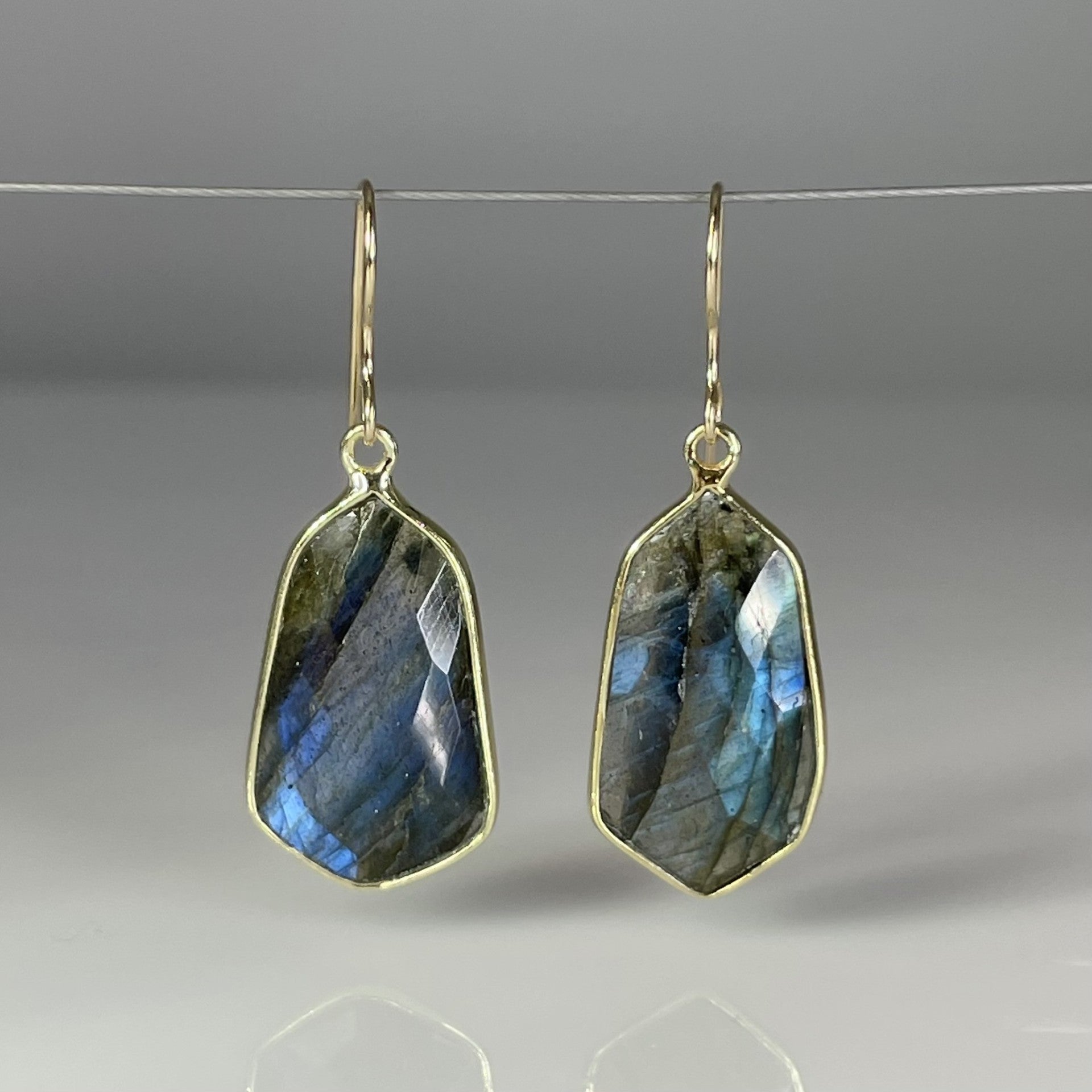 Labradorite Bezel Earrings 8x24mm