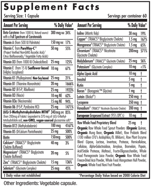 Emerald Labs Men's 1-Daily Multi (60) Supplements Facts